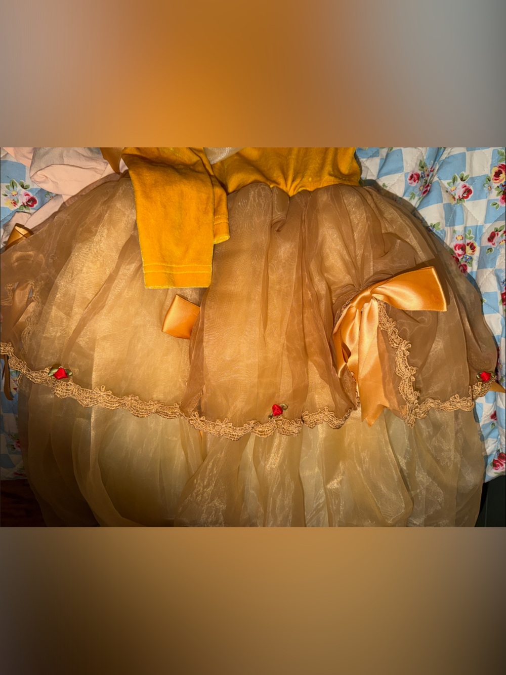 Princess Belle Tulle Dress-Up Costume for Kids customized with roses! Size 2-3 - Picture 4 of 5